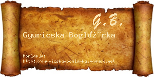Gyuricska Boglárka névjegykártya